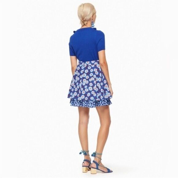 Kate Spade Skirt the Rules blue floral mini skirt 100% silk 2 - Picture 2 of 8